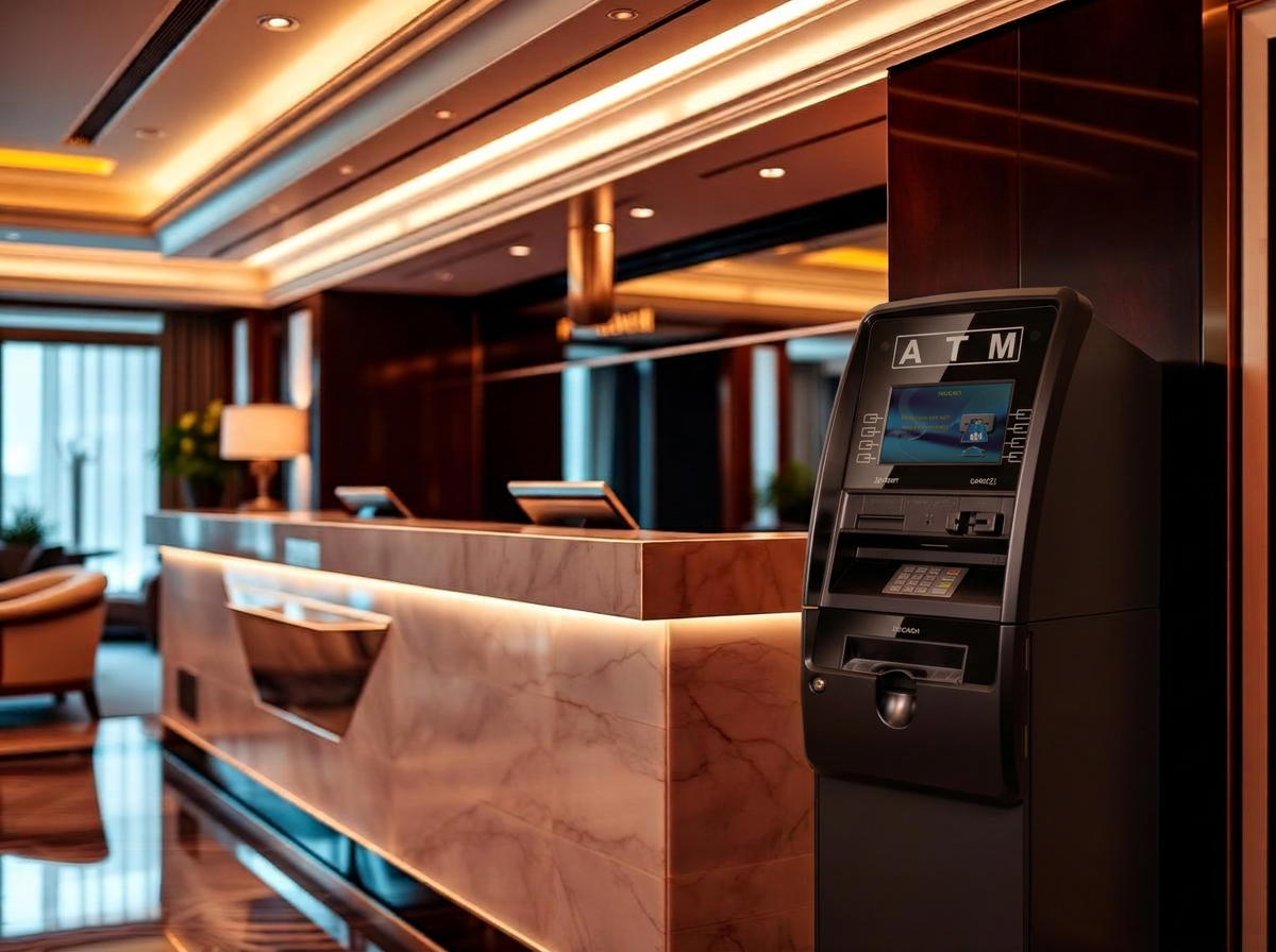 ATM at a luxury hotel front desk