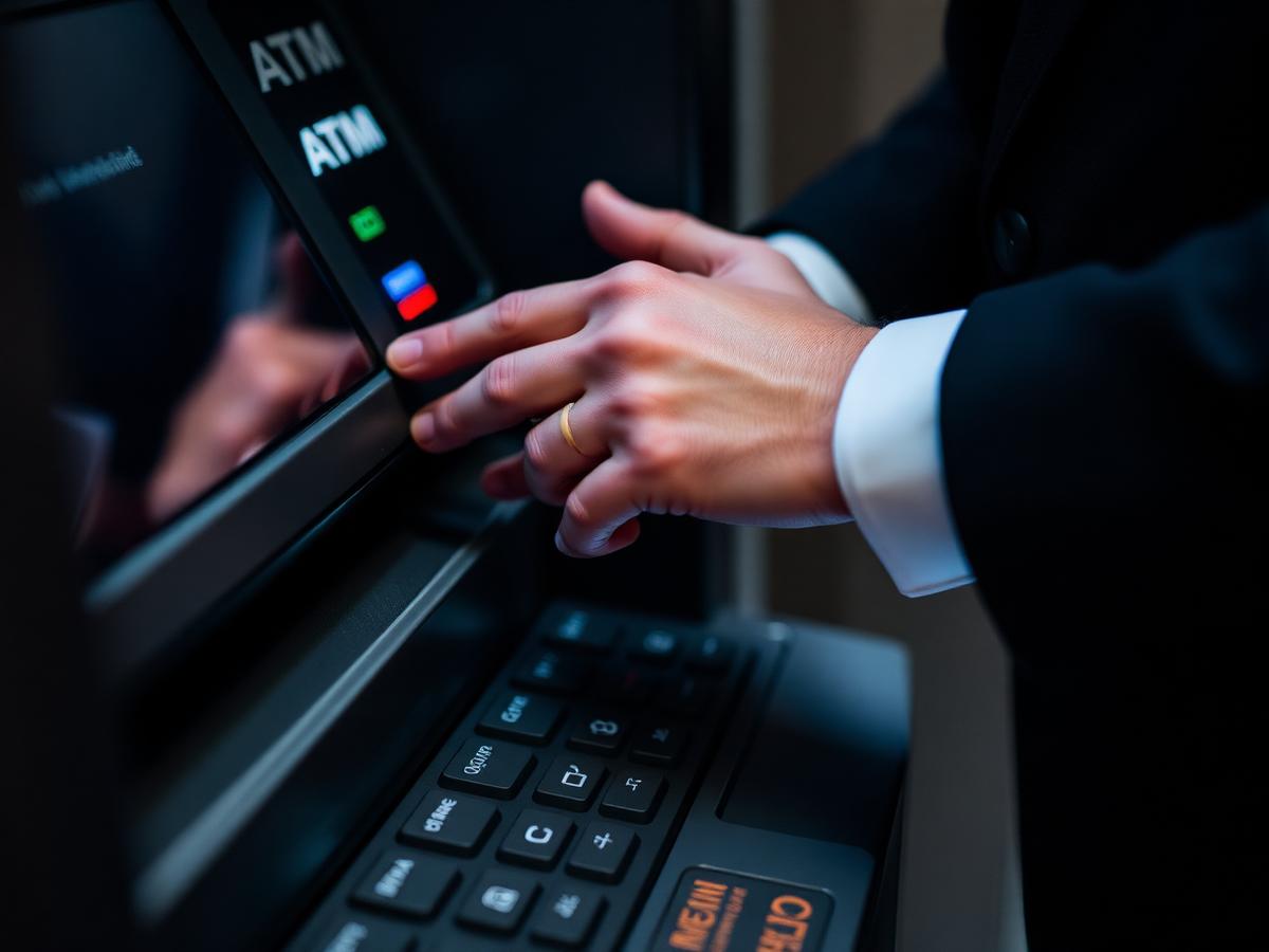 Technician performing scheduled ATM maintenance